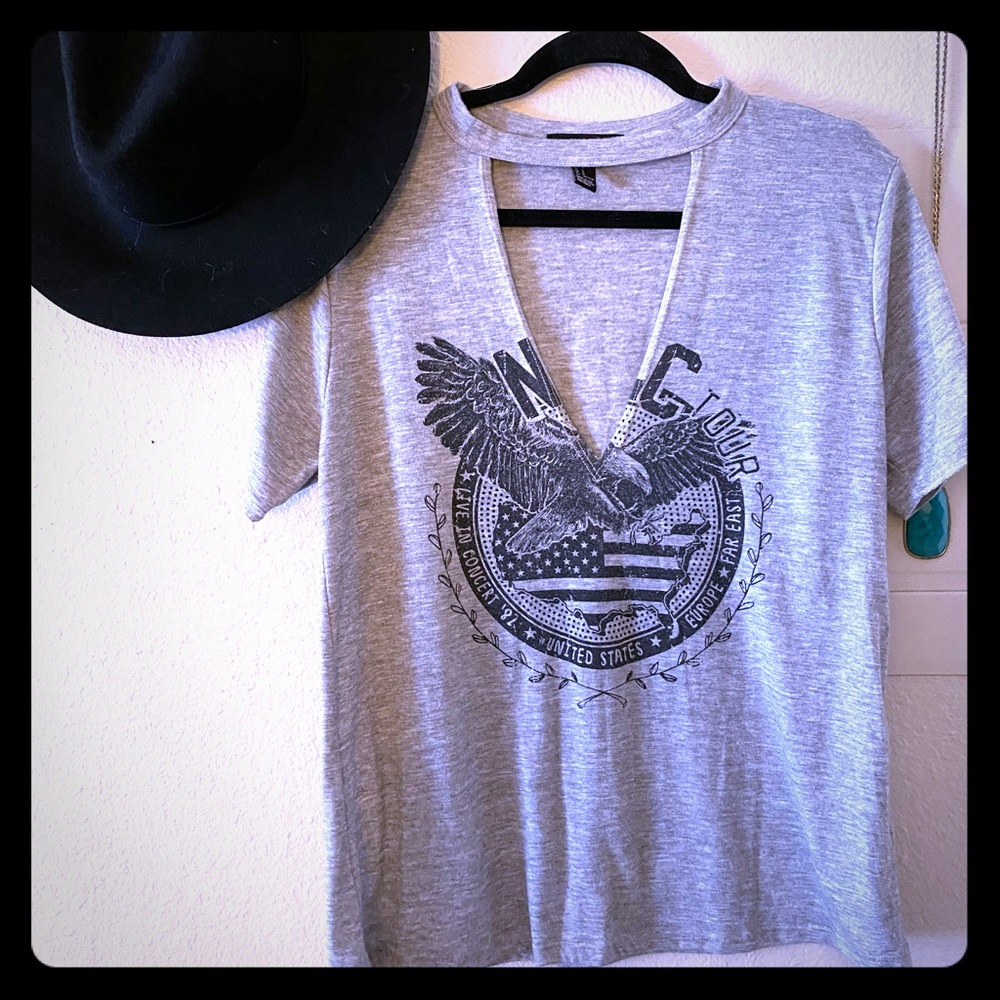 Edgy American Deep V Neck Tee